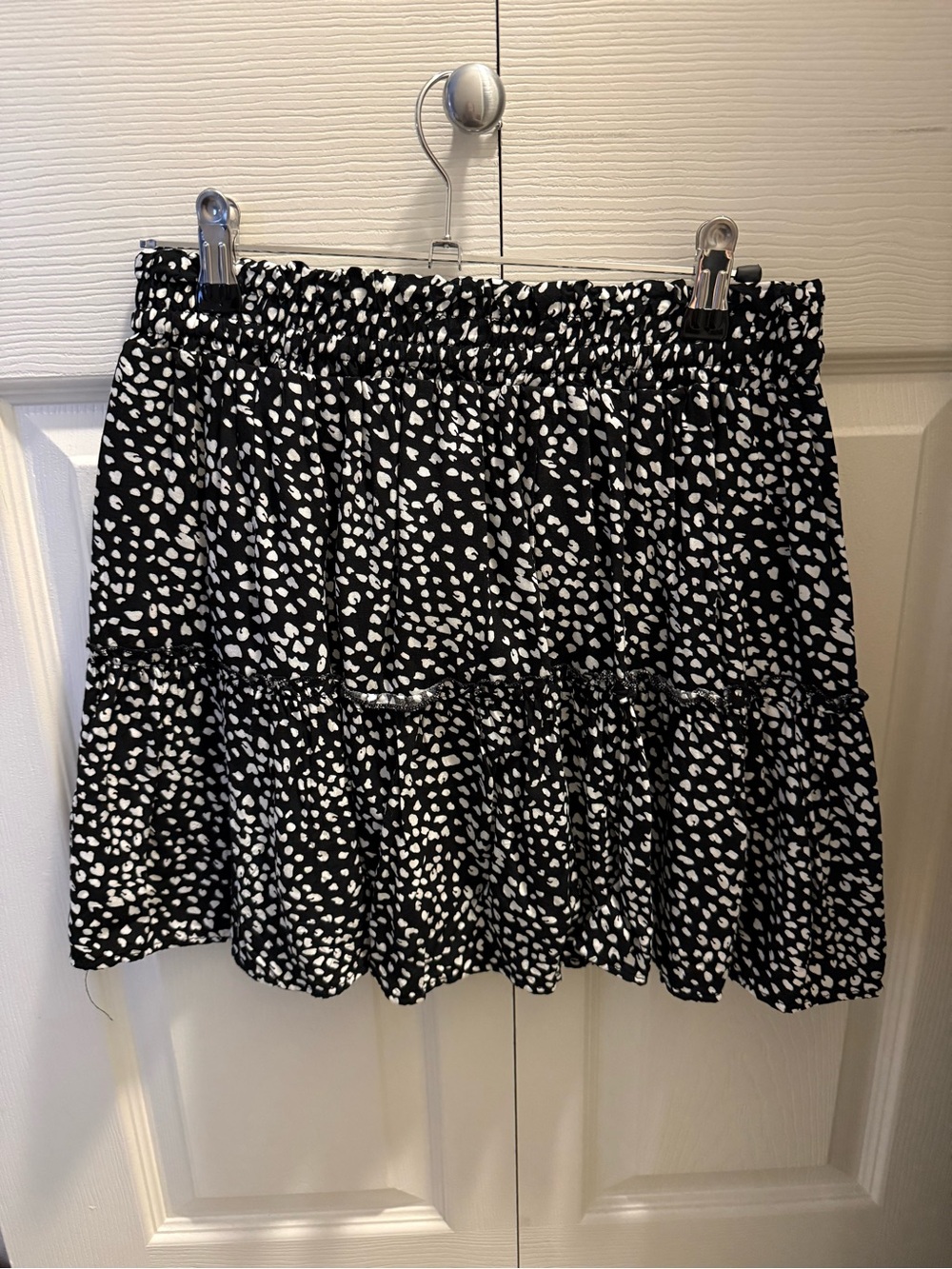 Black & White Printed Tiered Skater Mini Skirt